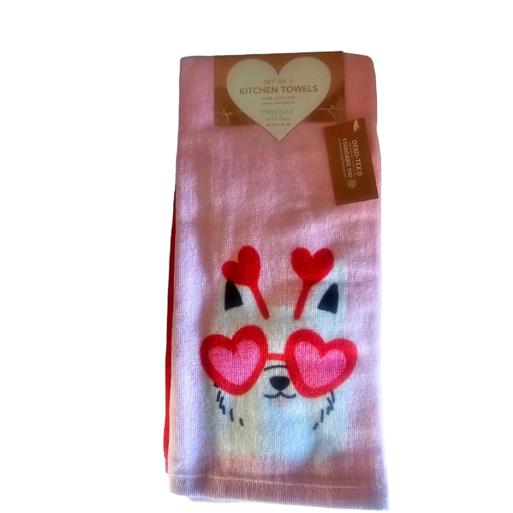 Envogue Pink and Red Kitchen Towels